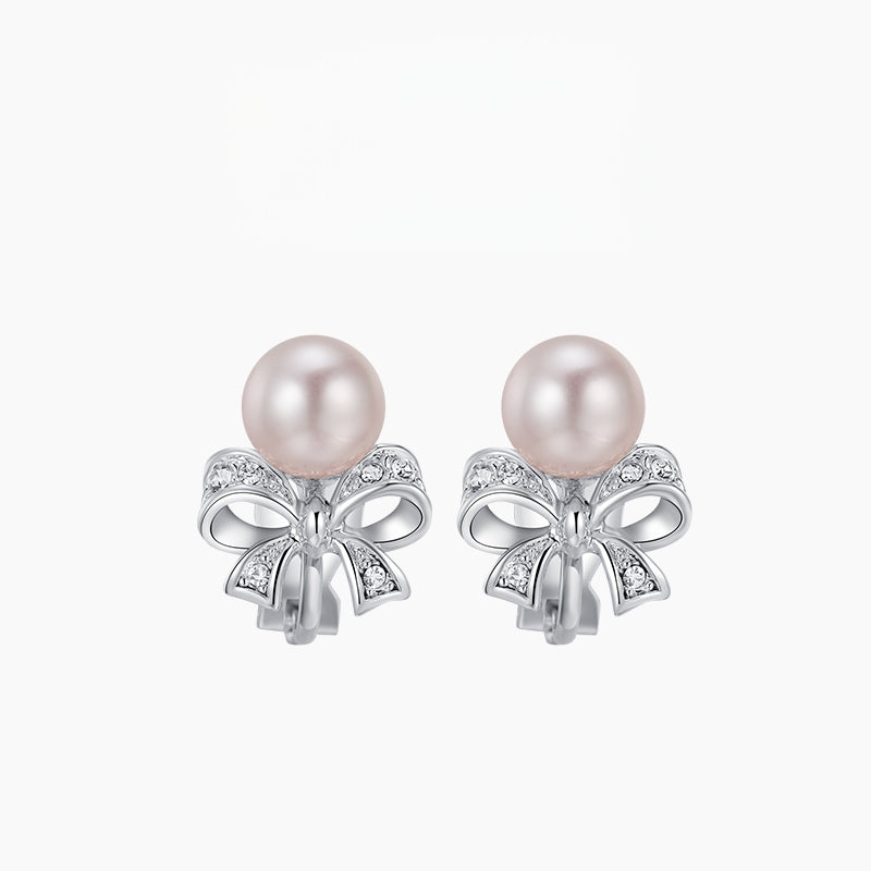 ‌Pearl-studded bow earring‌