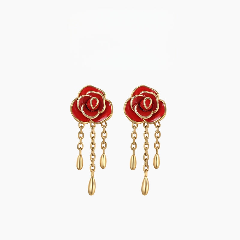 floral rose earrings