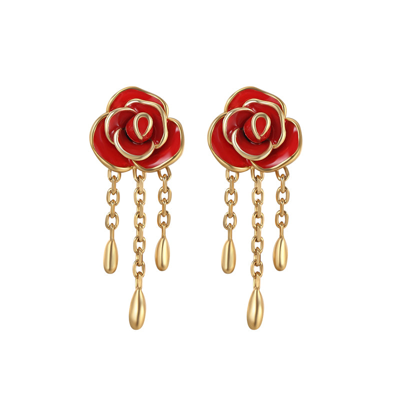 floral rose earrings