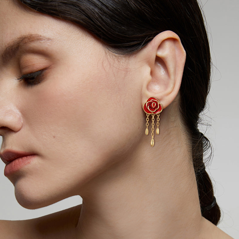 floral rose earrings