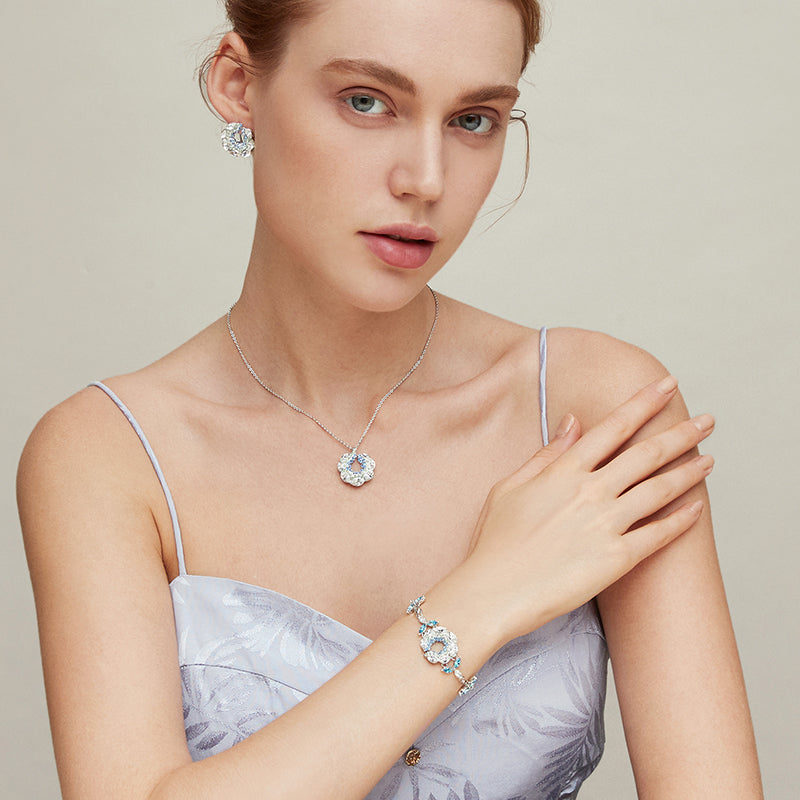 Floral Design Luxury Crystal-Simulant Bracelet