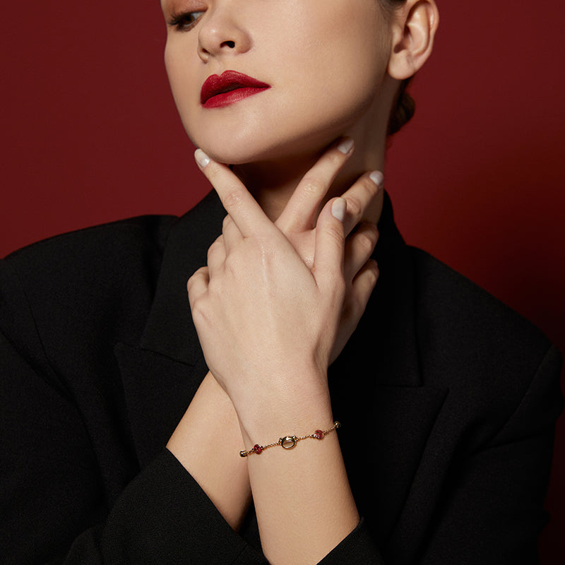 Imitation Cat's Eye Red String Tiger Year Bracelet