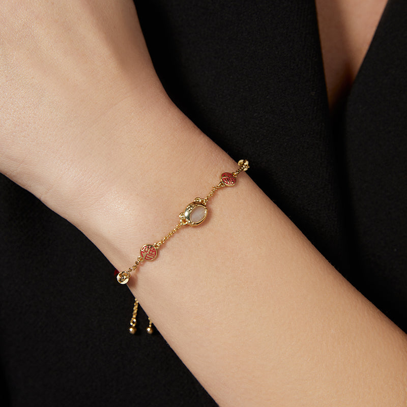 Imitation Cat's Eye Red String Tiger Year Bracelet