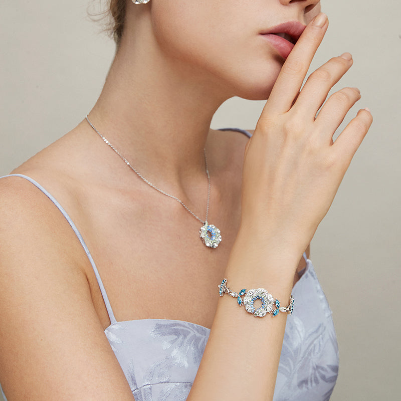 Floral Design Luxury Crystal-Simulant Bracelet