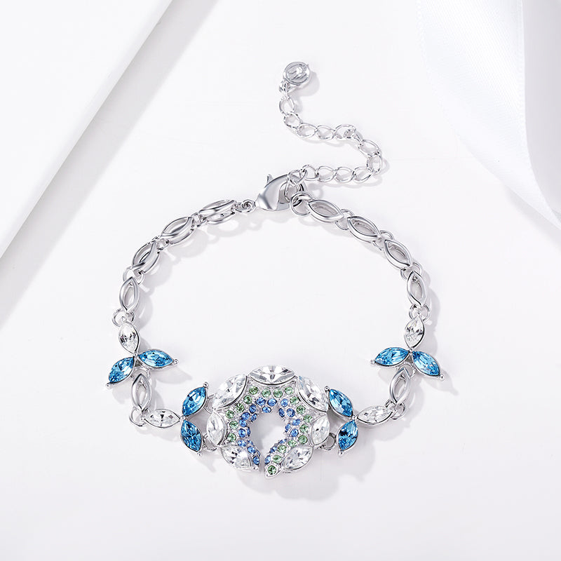 Floral Design Luxury Crystal-Simulant Bracelet