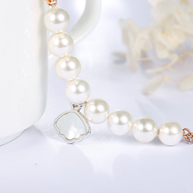 imitation pearl and shell bracelet