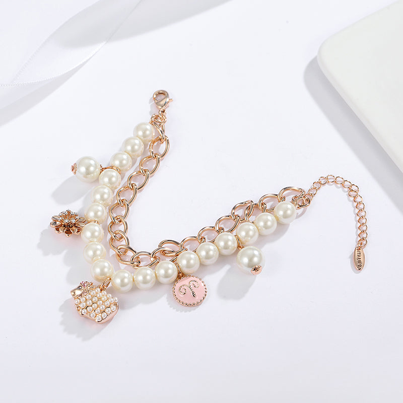 Layered Pearl Bracelet for Women - Creative Multi-Element Design, Premium Sheep Motif Jewelry"
